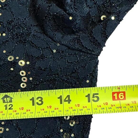 Windsor Black Sequin Lace Bow-Back Skater Dress L Women’s Party Holiday - Picture 4 of 5